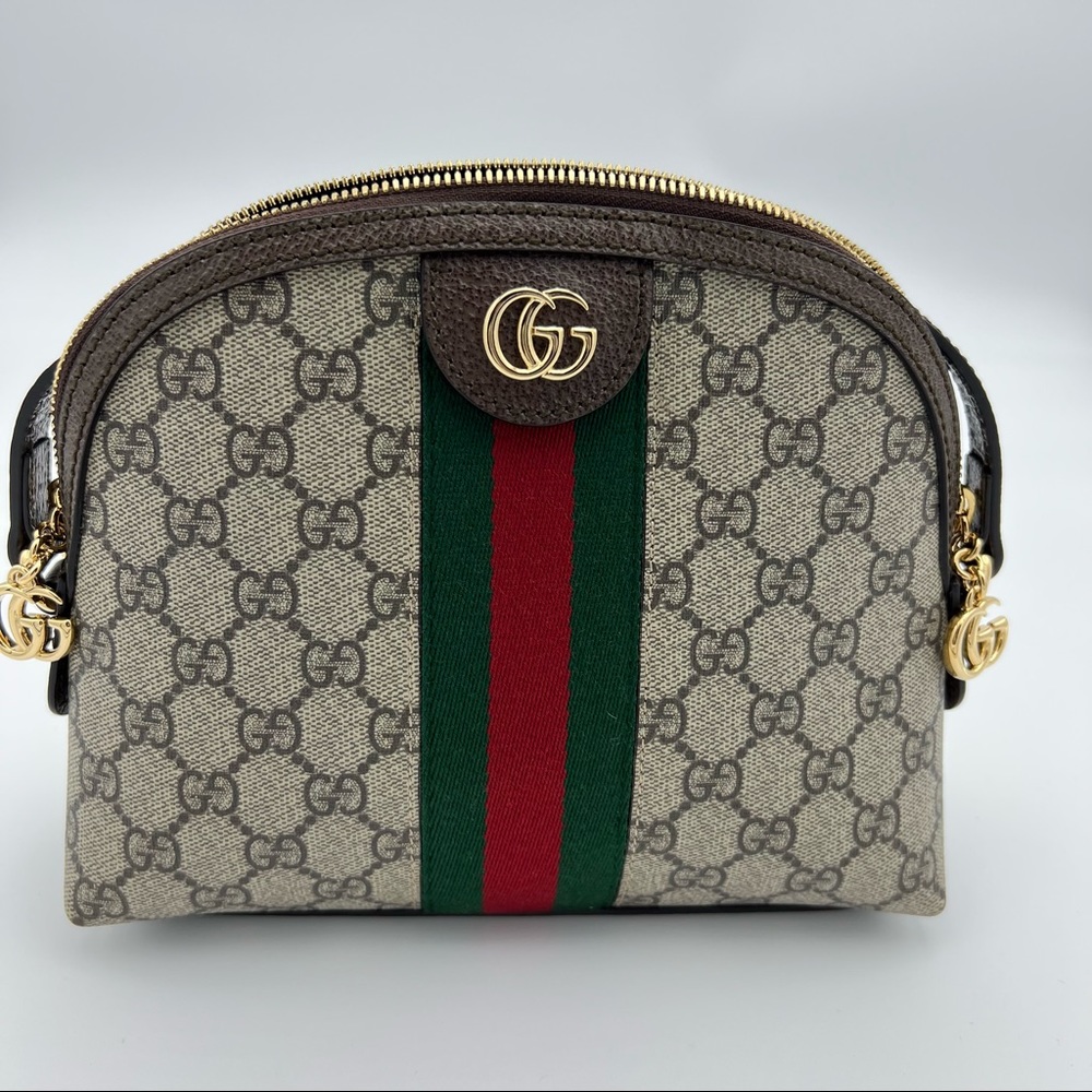 Gucci Beige GG Supreme Canvas Crossbody with Green and Red Web - Picture 6 of 15